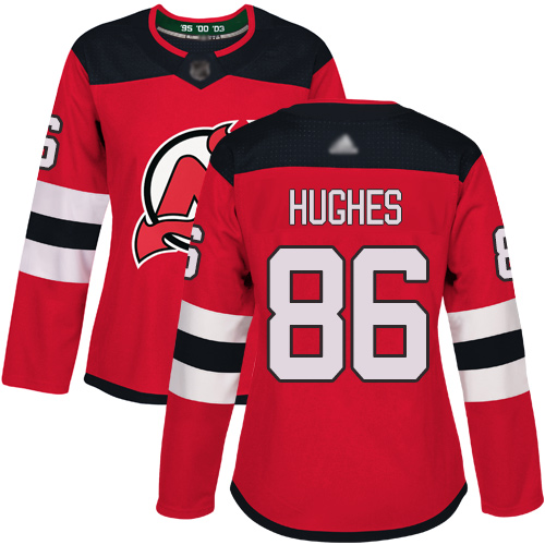 Devils #86 Jack Hughes Red Home Authentic Women's Stitched Hockey Jersey Devils #86 Jack Hughes Red Home Authentic Women's Stitched Hockey Jersey