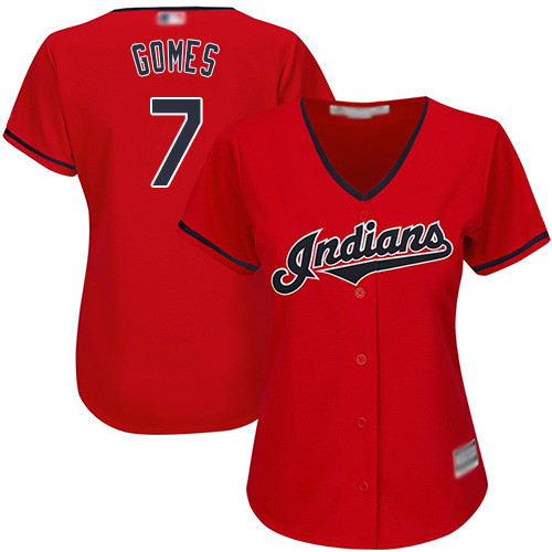 Indians #7 Yan Gomes Red Women's Stitched Baseball Jersey Indians #7 Yan Gomes Red Women's Stitched Baseball Jersey