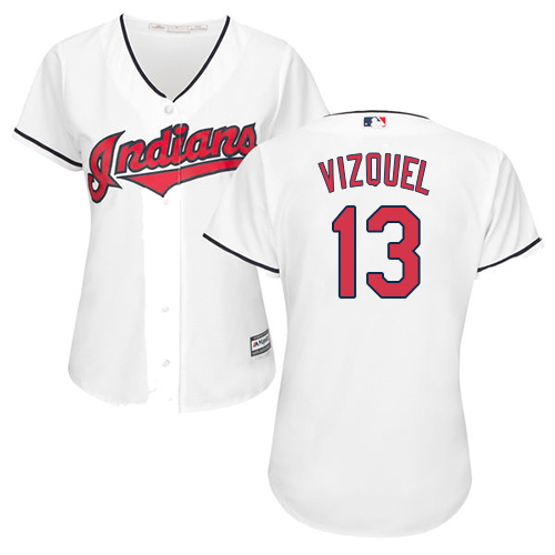 Indians #13 Omar Vizquel White Home Women's Stitched MLB Jersey Indians #13 Omar Vizquel White Home Women's Stitched MLB Jersey