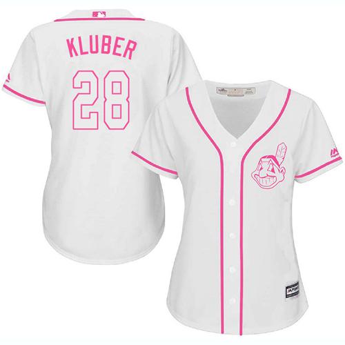 Indians #28 Corey Kluber White Pink Fashion Women's Stitched MLB Jersey Indians #28 Corey Kluber White Pink Fashion Women's Stitched MLB Jersey