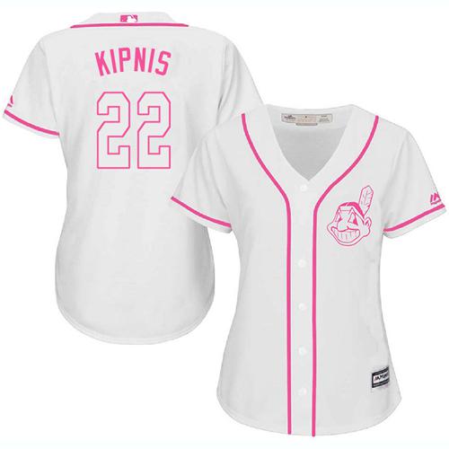 Indians #22 Jason Kipnis White Pink Fashion Women's Stitched MLB Jersey Indians #22 Jason Kipnis White Pink Fashion Women's Stitched MLB Jersey