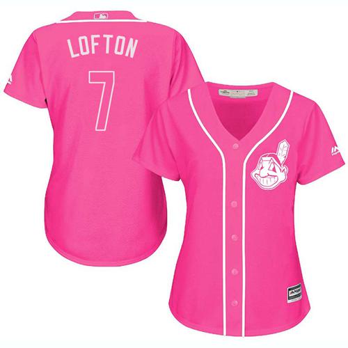 Indians #7 Kenny Lofton Pink Fashion Women's Stitched MLB Jersey Indians #7 Kenny Lofton Pink Fashion Women's Stitched MLB Jersey