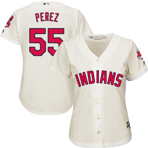 Indians #55 Roberto Perez Cream Women's Alternate Stitched MLB Jersey Indians #55 Roberto Perez Cream Women's Alternate Stitched MLB Jersey
