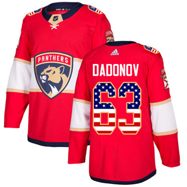 Adidas Panthers #63 Evgenii Dadonov Red Home Authentic USA Flag Stitched Youth NHL Jersey