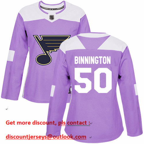 Blues #50 Jordan Binnington Purple Authentic Fights Cancer Women's Stitched Hockey Jersey