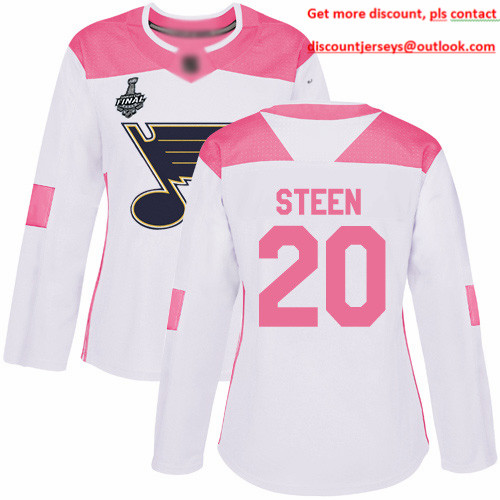 Blues #20 Alexander Steen White Pink Authentic Fashion Stanley Cup Final Bound Women's Stitched Hockey Jersey