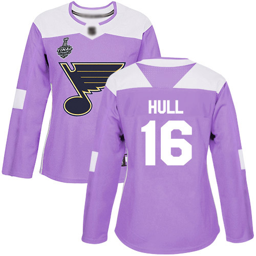 Blues #16 Brett Hull Purple Authentic Fights Cancer Stanley Cup Final Bound Women's Stitched Hockey Jersey Blues #16 Brett Hull Purple Authentic Fights Cancer Stanley Cup Final Bound Women's Stitched Hockey Jersey