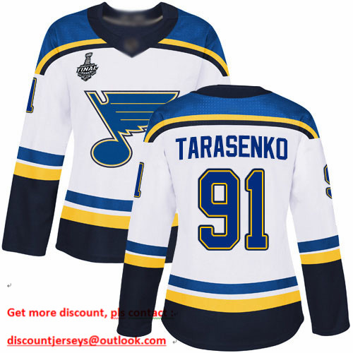 Blues #91 Vladimir Tarasenko White Road Authentic Stanley Cup Final Bound Women's Stitched Hockey Jersey Blues #91 Vladimir Tarasenko White Road Authentic Stanley Cup Final Bound Women's Stitched Hockey Jersey