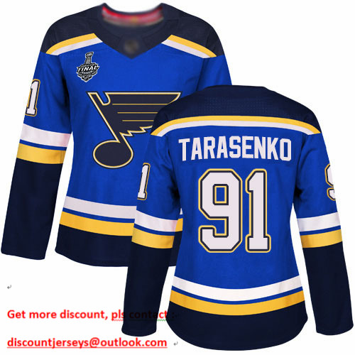 Blues #91 Vladimir Tarasenko Blue Home Authentic Stanley Cup Final Bound Women's Stitched Hockey Jersey Blues #91 Vladimir Tarasenko Blue Home Authentic Stanley Cup Final Bound Women's Stitched Hockey Jersey