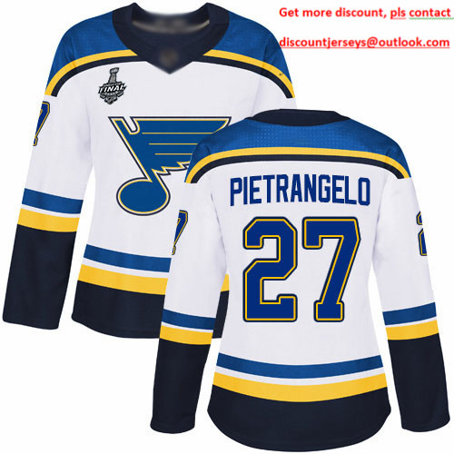 Blues #27 Alex Pietrangelo White Road Authentic Stanley Cup Final Bound Women's Stitched Hockey Jersey Blues #27 Alex Pietrangelo White Road Authentic Stanley Cup Final Bound Women's Stitched Hockey Jersey