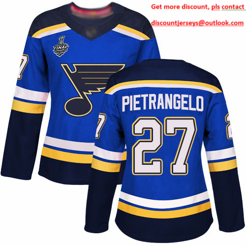 Blues #27 Alex Pietrangelo Blue Home Authentic Stanley Cup Final Bound Women's Stitched Hockey Jersey Blues #27 Alex Pietrangelo Blue Home Authentic Stanley Cup Final Bound Women's Stitched Hockey Jersey