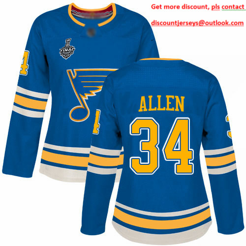 Blues #34 Jake Allen Blue Alternate Authentic Stanley Cup Final Bound Women's Stitched Hockey Jersey Blues #34 Jake Allen Blue Alternate Authentic Stanley Cup Final Bound Women's Stitched Hockey Jersey