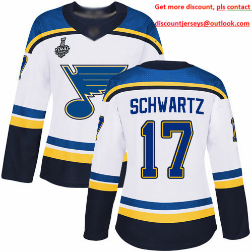 Blues #17 Jaden Schwartz White Road Authentic Stanley Cup Final Bound Women's Stitched Hockey Jersey Blues #17 Jaden Schwartz White Road Authentic Stanley Cup Final Bound Women's Stitched Hockey Jersey