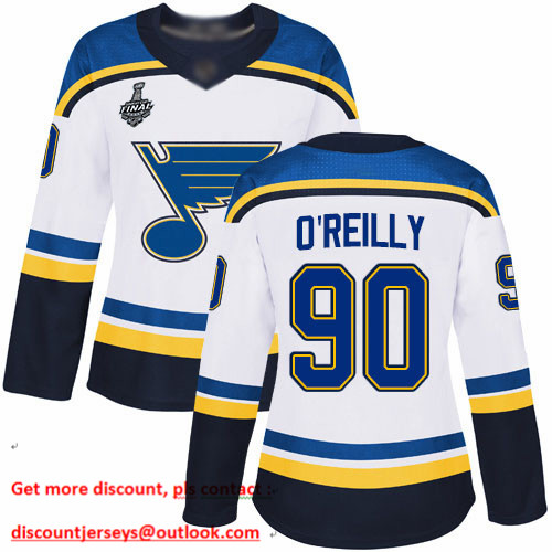 Blues #90 Ryan O'Reilly White Road Authentic Stanley Cup Final Bound Women's Stitched Hockey Jersey