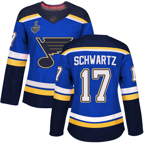 Blues #17 Jaden Schwartz Blue Home Authentic Stanley Cup Final Bound Women's Stitched Hockey Jersey Blues #17 Jaden Schwartz Blue Home Authentic Stanley Cup Final Bound Women's Stitched Hockey Jersey
