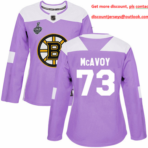 Bruins #73 Charlie McAvoy Purple Authentic Fights Cancer Stanley Cup Final Bound Women's Stitched Hockey Jersey