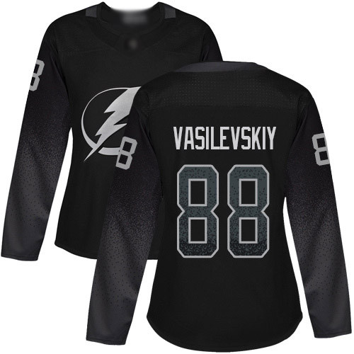 Lightning #88 Andrei Vasilevskiy Black Alternate Authentic Women's Stitched Hockey Jersey Lightning #88 Andrei Vasilevskiy Black Alternate Authentic Women's Stitched Hockey Jersey