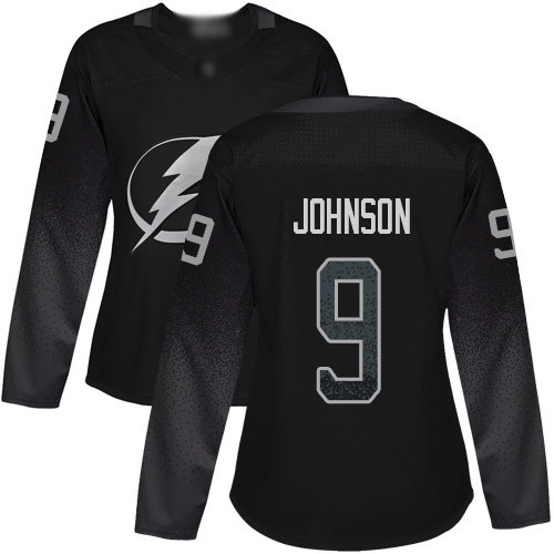 Lightning #9 Tyler Johnson Black Alternate Authentic Women's Stitched Hockey Jersey Lightning #9 Tyler Johnson Black Alternate Authentic Women's Stitched Hockey Jersey