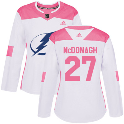 Adidas Lightning #27 Ryan McDonagh White Pink Authentic Fashion Women's Stitched NHL Jersey Adidas Lightning #27 Ryan McDonagh White Pink Authentic Fashion Women's Stitched NHL Jersey