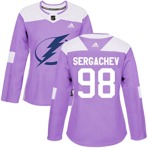 Adidas Lightning #98 Mikhail Sergachev Purple Authentic Fights Cancer Women's Stitched NHL Jersey Adidas Lightning #98 Mikhail Sergachev Purple Authentic Fights Cancer Women's Stitched NHL Jersey