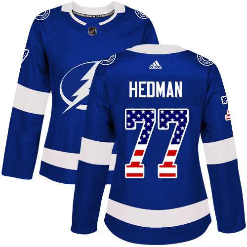 Adidas Lightning #77 Victor Hedman Blue Home Authentic USA Flag Women's Stitched NHL Jersey Adidas Lightning #77 Victor Hedman Blue Home Authentic USA Flag Women's Stitched NHL Jersey