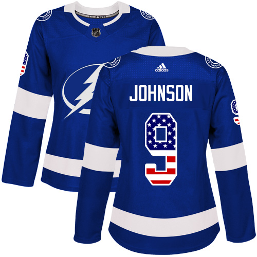 Adidas Lightning #9 Tyler Johnson Blue Home Authentic USA Flag Women's Stitched NHL Jersey Adidas Lightning #9 Tyler Johnson Blue Home Authentic USA Flag Women's Stitched NHL Jersey