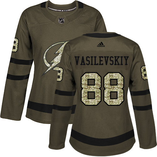 Adidas Lightning #88 Andrei Vasilevskiy Green Salute to Service Women's Stitched NHL Jersey Adidas Lightning #88 Andrei Vasilevskiy Green Salute to Service Women's Stitched NHL Jersey