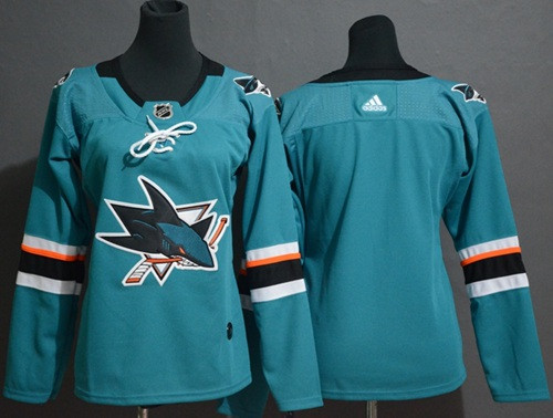 Sharks Blank Teal Home Authentic Women's Stitched Hockey Jersey Sharks Blank Teal Home Authentic Women's Stitched Hockey Jersey