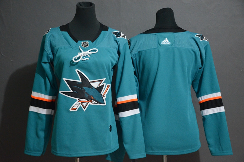 Women Sharks Blank Teal Women Adidas Jersey Women Sharks Blank Teal Women Adidas Jersey