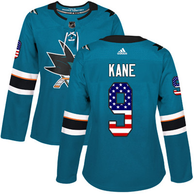 Adidas Sharks #9 Evander Kane Teal Home Authentic USA Flag Women's Stitched NHL Jersey Adidas Sharks #9 Evander Kane Teal Home Authentic USA Flag Women's Stitched NHL Jersey