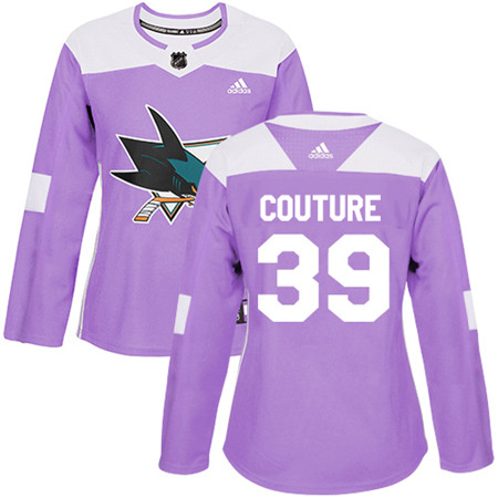 Adidas Sharks #39 Logan Couture Purple Authentic Fights Cancer Women's Stitched NHL Jersey Adidas Sharks #39 Logan Couture Purple Authentic Fights Cancer Women's Stitched NHL Jersey
