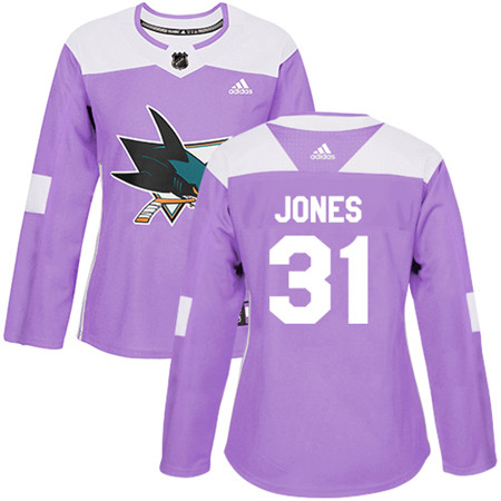 Adidas Sharks #31 Martin Jones Purple Authentic Fights Cancer Women's Stitched NHL Jersey Adidas Sharks #31 Martin Jones Purple Authentic Fights Cancer Women's Stitched NHL Jersey
