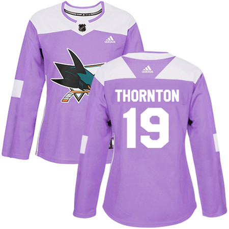 Adidas Sharks #19 Joe Thornton Purple Authentic Fights Cancer Women's Stitched NHL Jersey Adidas Sharks #19 Joe Thornton Purple Authentic Fights Cancer Women's Stitched NHL Jersey