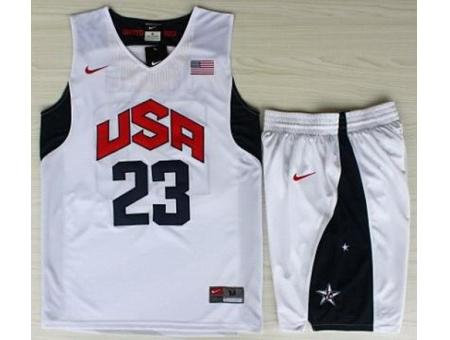 USA Basketball #23 Kyrie Irving White Jersey & Shorts