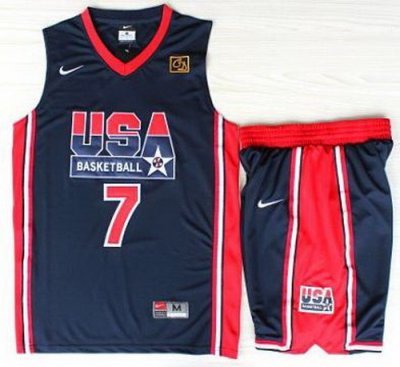 USA Basketball 1992 Olympic Dream Team Blue Jerseys & Shorts 7# Larry Bird