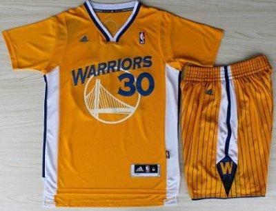 Golden State Warriors 30 Stephen Curry Yellow Revolution 30 Swingman NBA Jerseys Shorts NBA