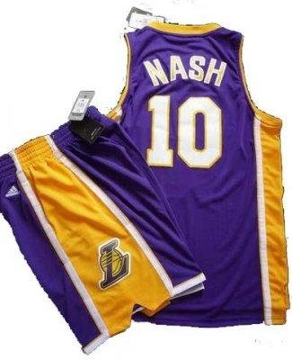 Los Angeles Lakers 10 Steve Nash Purple Revolution 30 Swingman NBA Jersey & Shorts