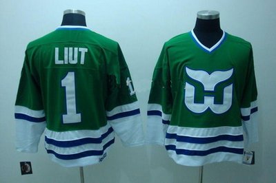 Hartford Whalers 1 Mike Liut Green Jerseys