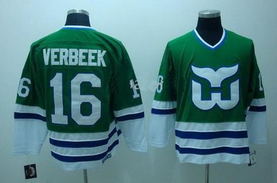 Hartford Whalers 16 Verbeek Green Color CCM Jerseys