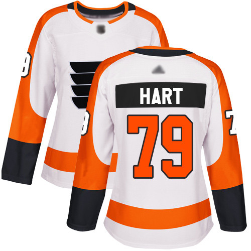 Flyers #79 Carter Hart White Road Authentic Women's Stitched Hockey Jersey Flyers #79 Carter Hart White Road Authentic Women's Stitched Hockey Jersey