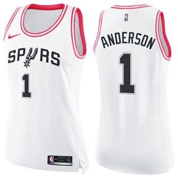 Nike Spurs #1 Kyle Anderson White Pink Women's NBA Swingman Fashion Jersey