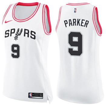 Nike Spurs #9 Tony Parker White Pink Women's NBA Swingman Fashion Jersey