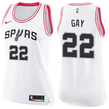 Nike Spurs #22 Rudy Gay White Pink Women's NBA Swingman Fashion Jersey