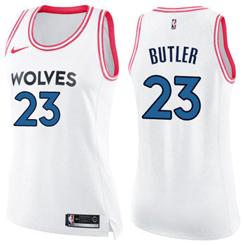 Nike Timberwolves #23 Jimmy Butler White Pink Women's NBA Swingman Fashion Jersey Nike Timberwolves #23 Jimmy Butler White Pink Women's NBA Swingman Fashion Jersey