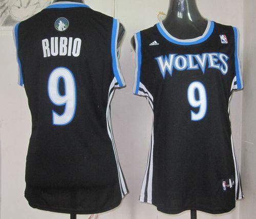 Timberwolves #9 Ricky Rubio Black Women's Alternate Stitched NBA Jersey Timberwolves #9 Ricky Rubio Black Women's Alternate Stitched NBA Jersey