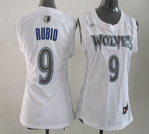 Timberwolves #9 Ricky Rubio White Women Fashion Stitched NBA Jersey Timberwolves #9 Ricky Rubio White Women Fashion Stitched NBA Jersey