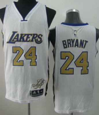 Los Angeles Lakers 24 Kobe Bryant White Revolution 30 NBA Jerseys Gold Number Los Angeles Lakers 24 Kobe Bryant White Revolution 30 NBA Jerseys Gold Number