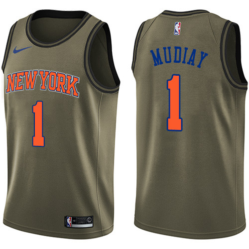 Knicks #1 Emmanuel Mudiay Green Youth Basketball Swingman Salute to Service Jersey Knicks #1 Emmanuel Mudiay Green Youth Basketball Swingman Salute to Service Jersey