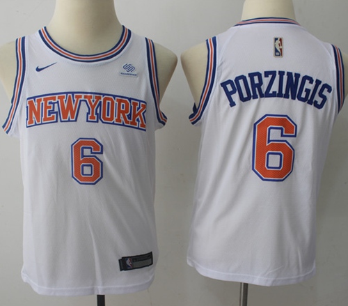 Nike Knicks #6 Kristaps Porzingis White Youth NBA Swingman Hardwood Classics Jersey Nike Knicks #6 Kristaps Porzingis White Youth NBA Swingman Hardwood Classics Jersey