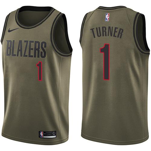 Nike Blazers #1 Evan Turner Green Salute to Service Youth NBA Swingman Jersey Nike Blazers #1 Evan Turner Green Salute to Service Youth NBA Swingman Jersey